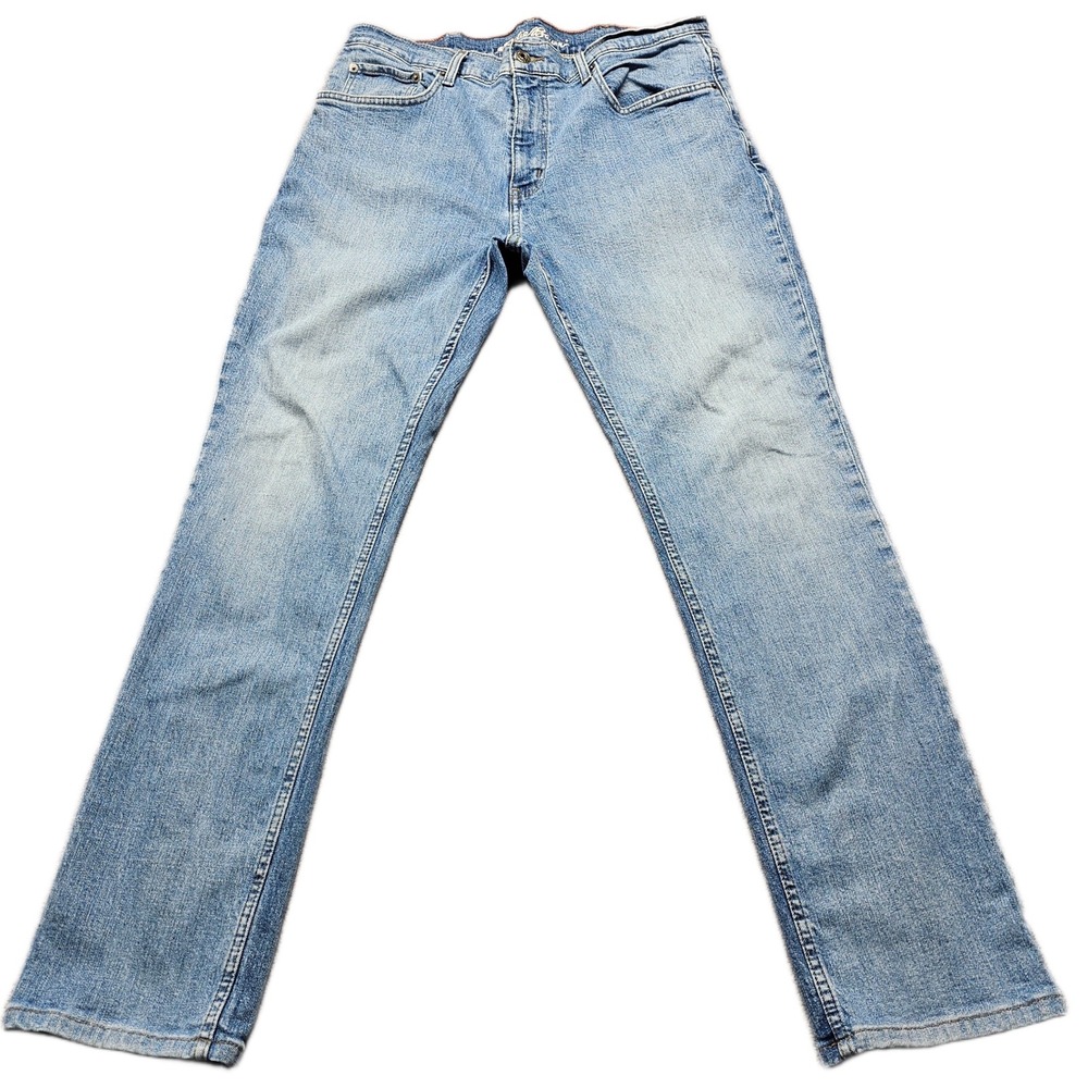 Eddie Bauer Jeans Mens 36x32 Blue Denim Stretch Slim Fit 5-Pocket Straight Leg